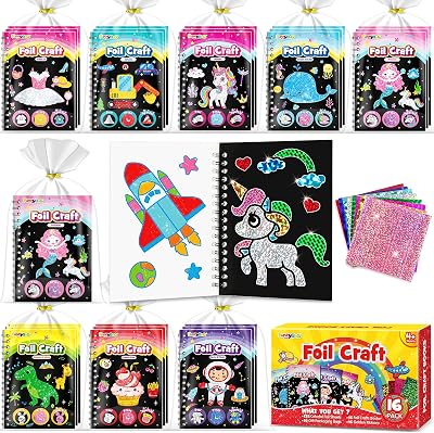 16 Pack 2 IN 1 Kit de Arte con Foil + Libros de Colorear