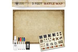 Melee Mats DND Map Starter Kit for Dungeons & Dragons Game - 24” x 36", Wet/Dry Erase Battle Terrain Grid - Ultimate Tabletop Gaming Experience with Accessories