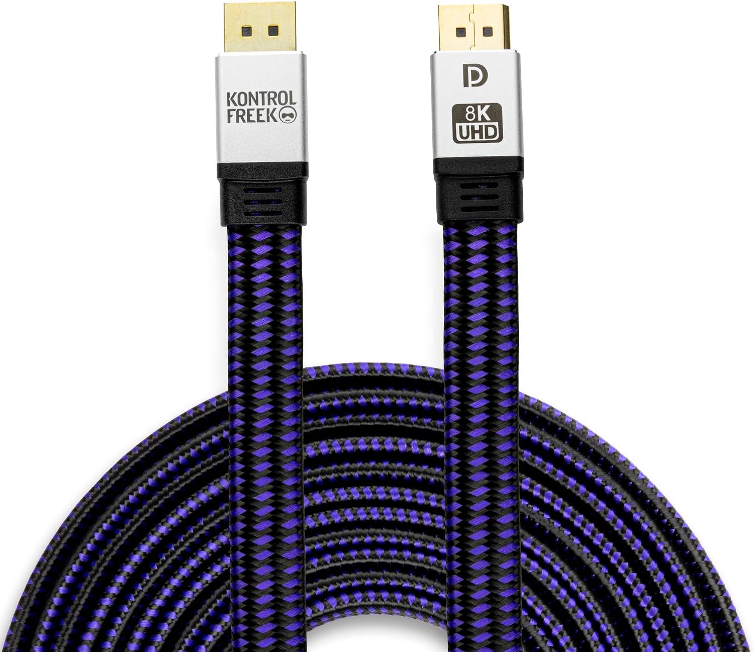 KontrolFreek DisplayPort 1.4 Cable 12ft (3.6m), Nylon Braided 8K DP to DP Gaming Cable (8K@60Hz, 4K@144Hz and 1080P@240Hz)