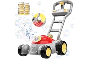 BELLOCHIDDO Bubble Lawn Mower for Kids, Upgraded 5000+ Bubbles Per Min Bubble Machine for Toddlers, Outdoor, Backyard, Gardening, Push Toys | Birthday Gifts for Boys & Girls(Large)