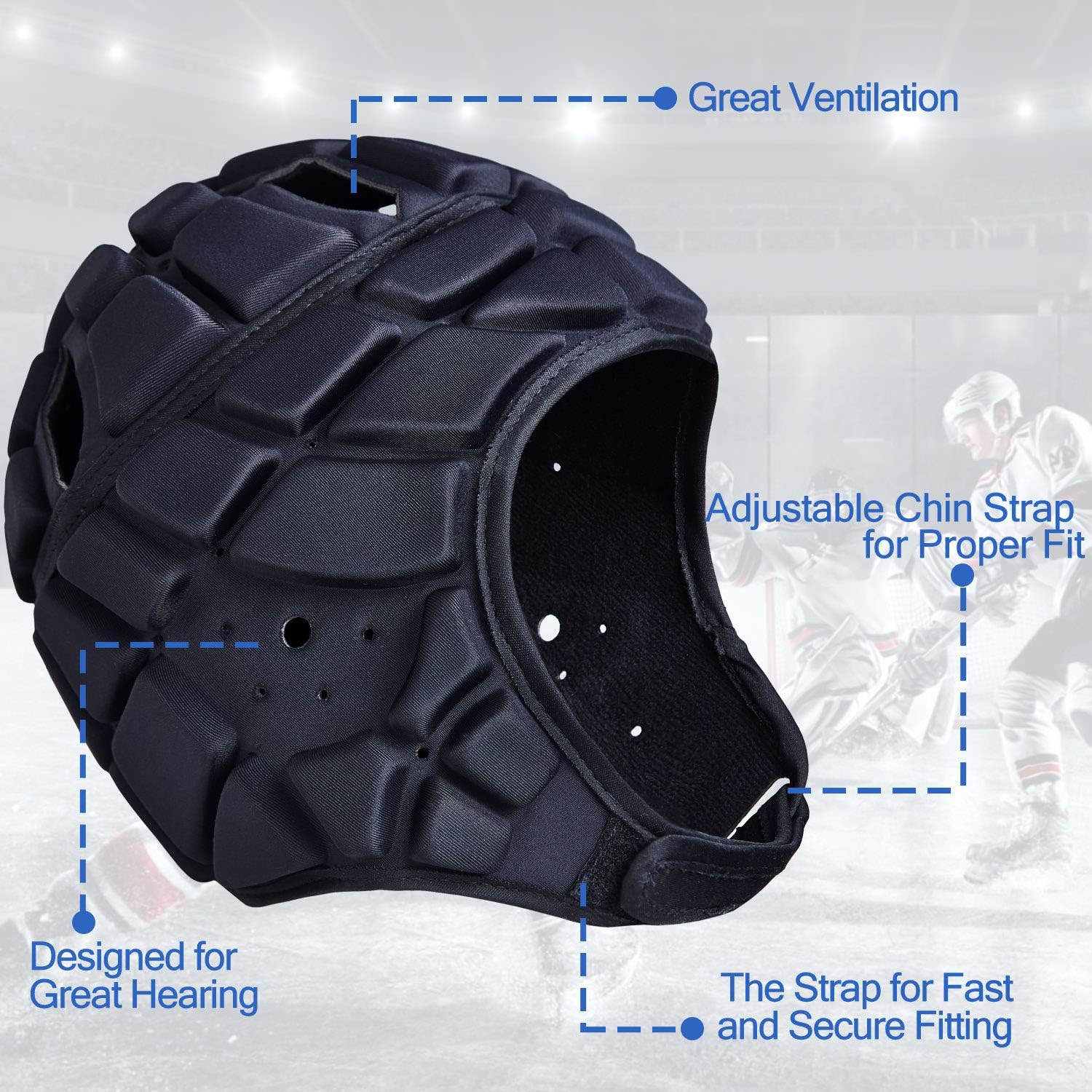 COOLOMG Soft Padded Headgear 7v7 Soft Shell Head Protector Goalkeeper Adjustable Soccer Goalie Helmet Support Rugby Flag Football Helmet Youth Adults : Sports & Outdoors