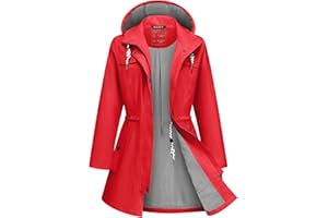 ATLASLAVA Rain Jacket Women Waterproof Long Lightweight Raincoat Hooded Windbreaker Outdoor Trench Coat