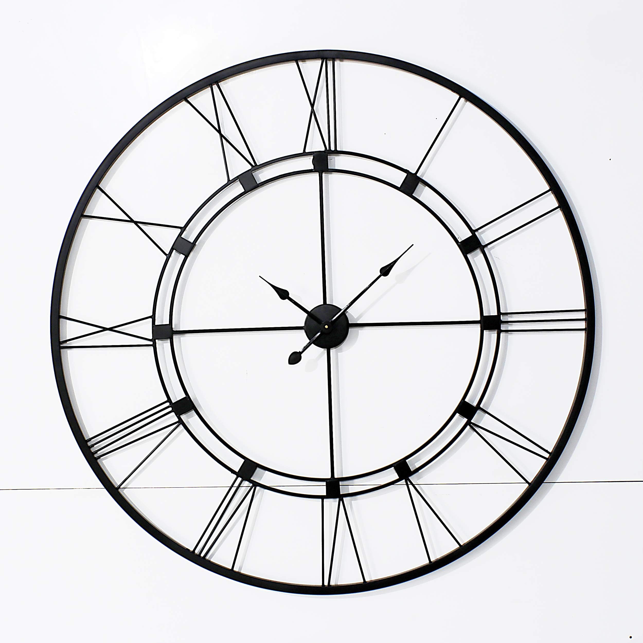 Decorlives 40 Inch Metal Wall Clock for Living Room Bedroom | Wall Decor Roman Numerical Large Antique Vintage Clocks | Hand Crafted Analog Watches for Home Office(Black)