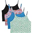 Hanes Originals Girls Crop Top Cami, Moisture-Wicking Cotton Stretch Tank, Assorted 4-Pack