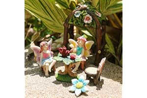 BangBangDa Miniature Fairy Garden Fairies - Mini Village Fairy Houses Accessories for Girl Boy Birthday Gifts Patio Indoor Outdoor Flower Succulent Garden Set Kit Decor