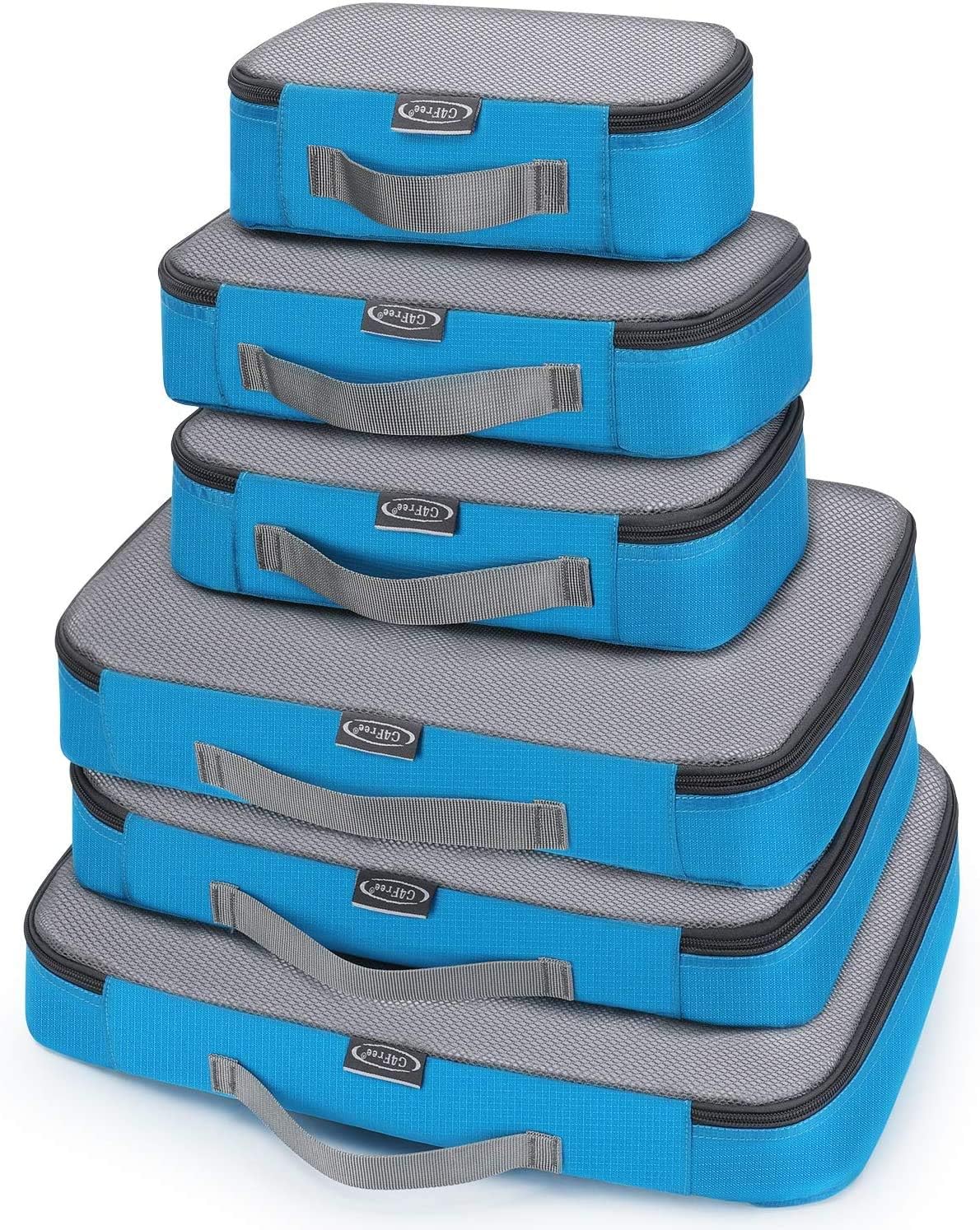 G4Free 4pcs/6pcs/7pcs Packing Cubes Suitcase Organiser Packing Bags Luggage Organiser Value Set for Travel Home Storage ((1S+2M+2L+1XL)-6PC-mesh, Blue) โ image 1