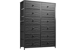 Romorgniz 12 Drawers Dresser for Bedroom, 52.2''H Black Tall Dresser for Closet, Dressers & Chests of Drawers with Wooden Tabletop, Metal Frame, Dressers for Bedroom, Hallway,Closet, Black