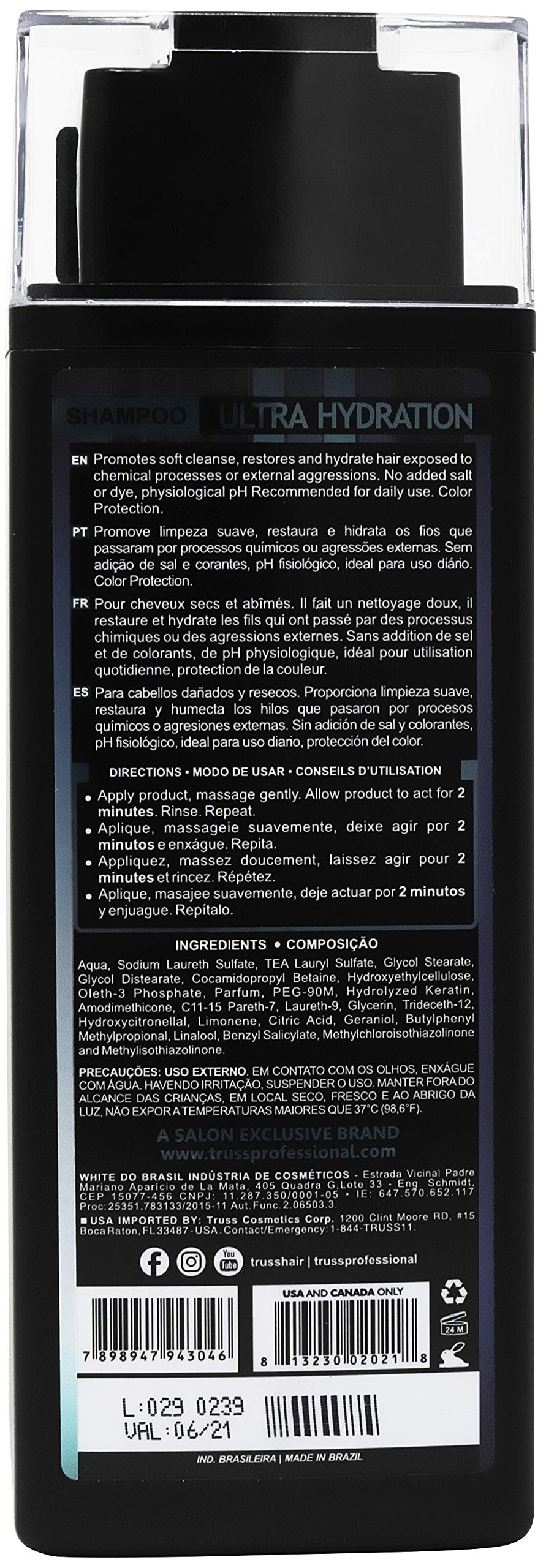 TRUSS Ultra Hydration Hair Shampoo for Women & Men - Hydrating Shampoo for Dry Hair - Restores Strength, Softness & Shine - Color-Safe Formula with Frizz Control & Humidity Protection (10.14 oz)