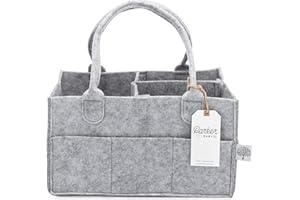 Parker Baby Diaper Caddy - Nursery Storage Bin and Car Organizer for Diapers and Baby Wipes (Gray, Regular)