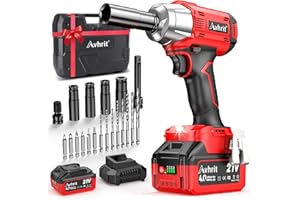 Avhrit Cordless Impact Wrench, 480Ft-lbs (650N.m) 1/2 Inch Impact Gun Brushless, 3300RPM Electric Impact Wrench, 1x 4000mAh Batteries, 4 Sockets, Charger, Power Impact Driver for Car Home