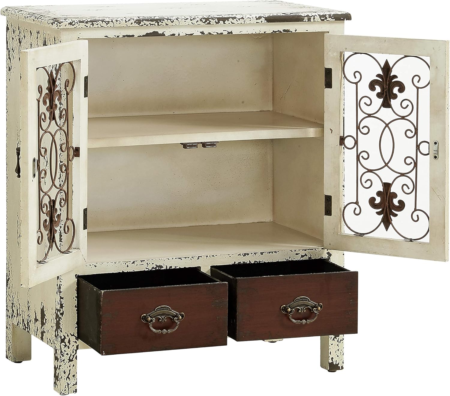 Powell Furniture Parcel 2-Door 2-Drawer Console, White: Kitchen & Dining
