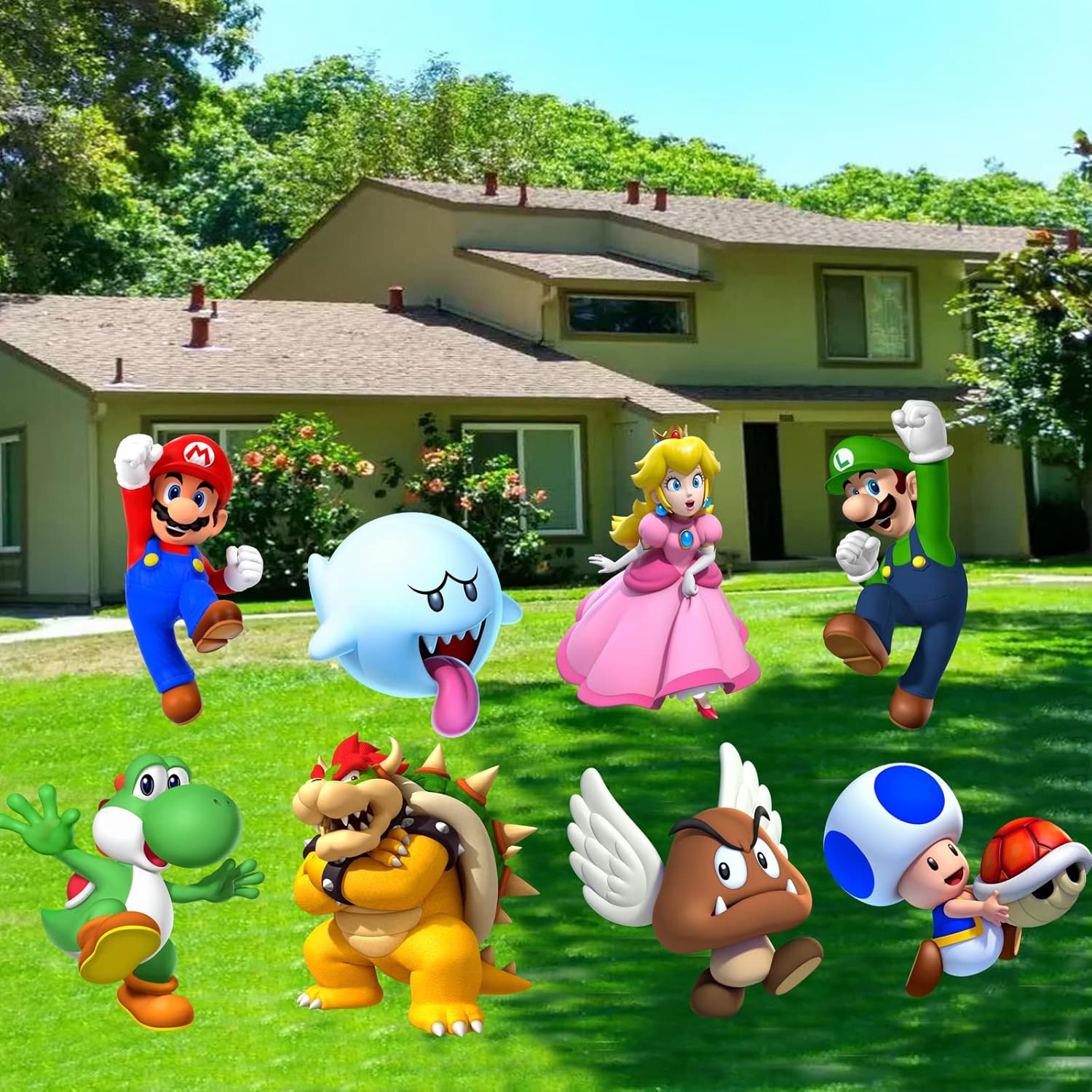 Yard Signs - 8Pcs Party Yard Sign Mari Theme With Stakes,Boys Birthday Party Supplies Outdoor Decoration Video Game Super Mari Bro Yard Signs