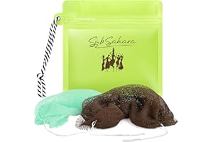 SubSahara African Net Sponge Authentic - 2 Pieces Exfoliating Scrubber for All Skin Types, Ideal for Face & Body Daily Use, Durable, Gentle Exfoliation (Green & Brown)