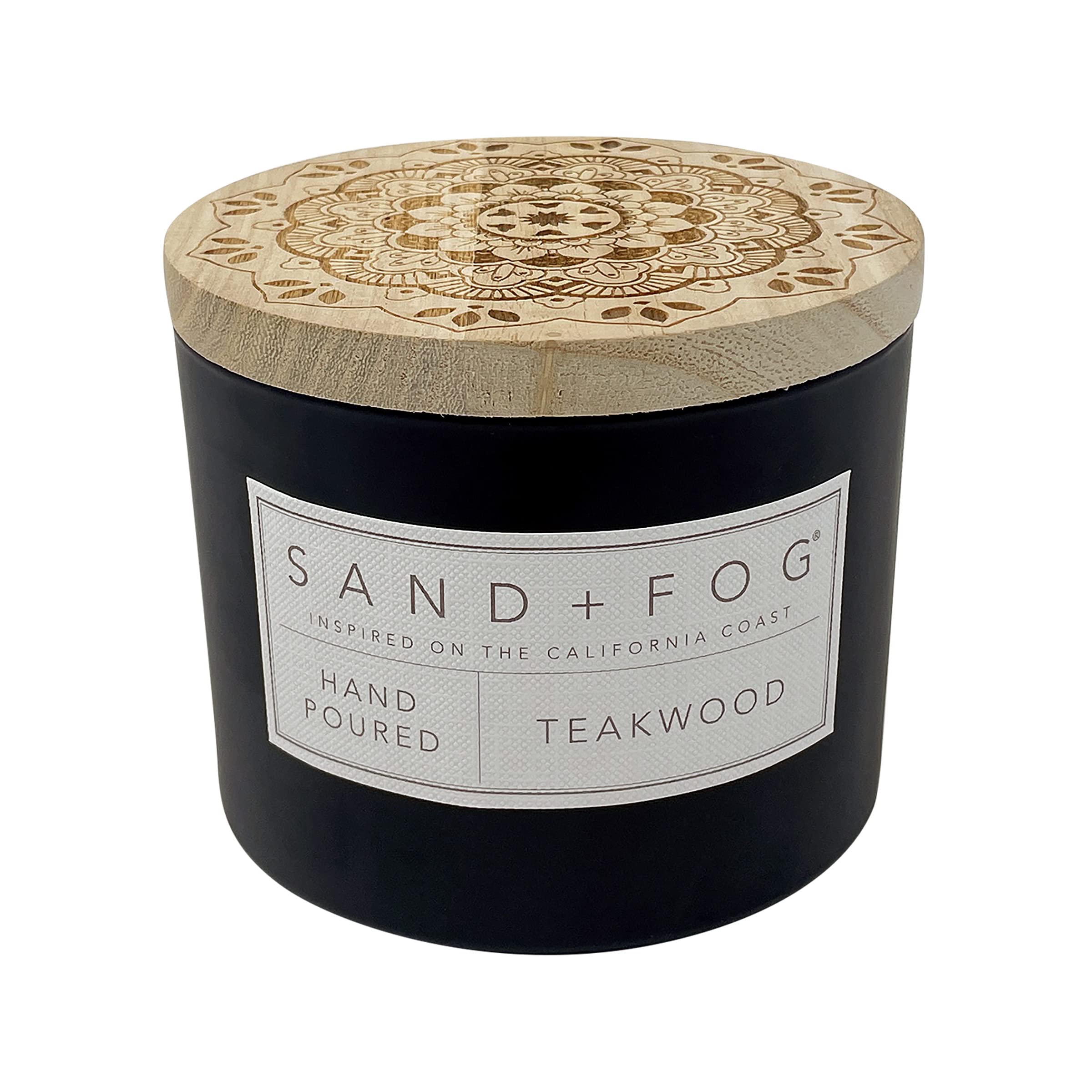 Sand + Fog Scented Candle - Teakwood – Additional Scents and Sizes – 100% Cotton Lead-Free Wick - Luxury Air Freshening Jar Candles - Perfect Home Decor – 12oz
