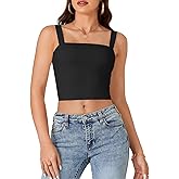 Vrtige Women's Casual Sleeveless Strappy Double Lined Workout Fitted Crop Tank Top