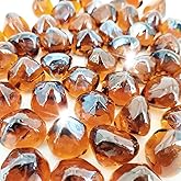 Kleuete 19 Pound Fire Glass Diamonds for Fire Pit 1/2 inch Tempered Glass Rocks Amber