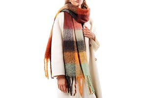 FURTALK Chunky Winter Scarf Plaid Scarf for Women, Oversized Thick Blanket Scarves Warm Colorful Long Wrap