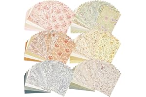 ARTSMONA 240 Pcs Vintage Floral Scrapbook Paper & Textured Paper & Label Journaling Stickers Assorted Set - 6 Pack Mixed Special Paper for Scrapbooking Planner Junk Journal Supplies Collage 4.1x5.8 Inch A6