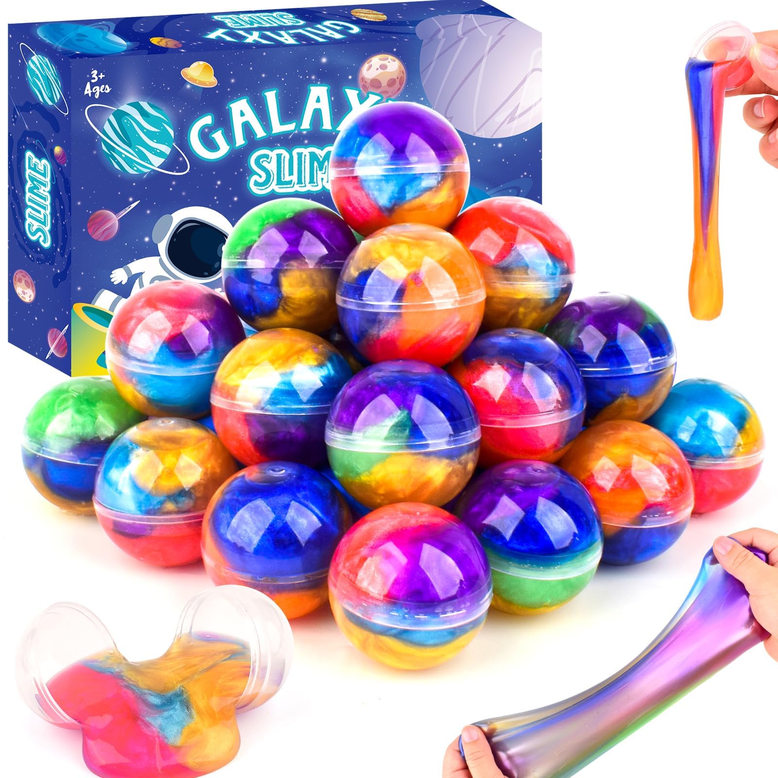 24 Pack Galaxy Slime Balls –Valentine Slime Party Favors, Non-Sticky, Soft Slime Kit for Classroom Prizes, Christmas Stocking Stuffers, Goodie Bag Stuffers,Easter Basket Stuffers for Kids — image 1