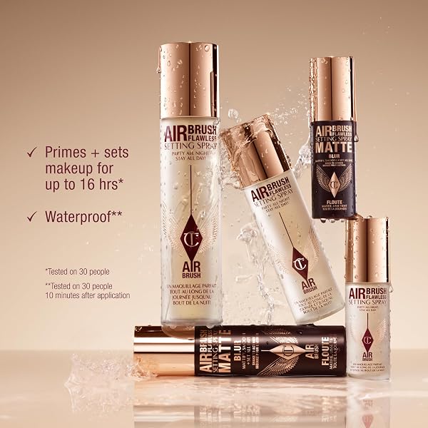 CHARLOTTE TILBURY AIRBRUSH FLAWLESS SETTING SPRAY – ULTRA-FINE HYDRATING MIST TO PRIME & SET MAKEUP UP TO 16HR – SOOTHES AND BLURS SKIN, WATERPROOF, WEDDING MAKEUP