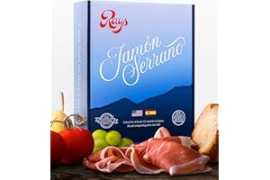 RAYS COUNTRY HAM Rays Jamón Serrano Superior – 1 lb. (4 x 4 oz. Packs) All-Natural Dry-Cured in Spain for 12+ Months, Freshly Sliced by Rays In the U.S. & Delivered in unique Atmosphere Controlled Trays for Market Style Spanish Country Ham Experience - Gluten-free with No Additives and 10g of Protein/oz
