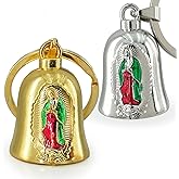 2 Pack Motorcycle Bells for Bikers Guardian Angel - Gremlin Biker Bells with Our Lady of Guadalupe Design for Good Luck & Protection – Ride Safe Keychain Accessories Gift for Riders Men Women