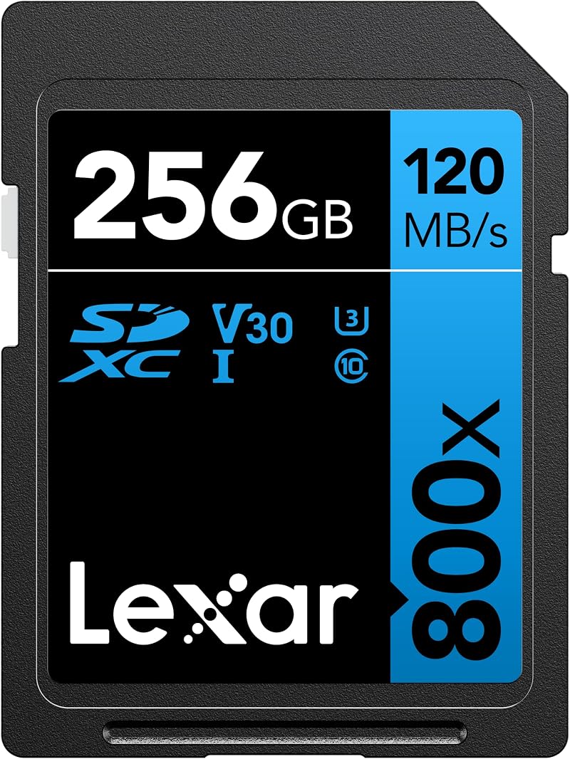 Lexar 256GB SDXC UHS-I 800x Blue Series SD Card 120MB/s Read 45MB/s Write