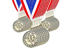 Remuuly 30/60/100 Pcs Cross Country Award Medals Bulk 2'' Gold Trophy Award Metal First Place with Neck Ribbons Prize Gift for Cross Country Tournaments Sports Competition Team Adult