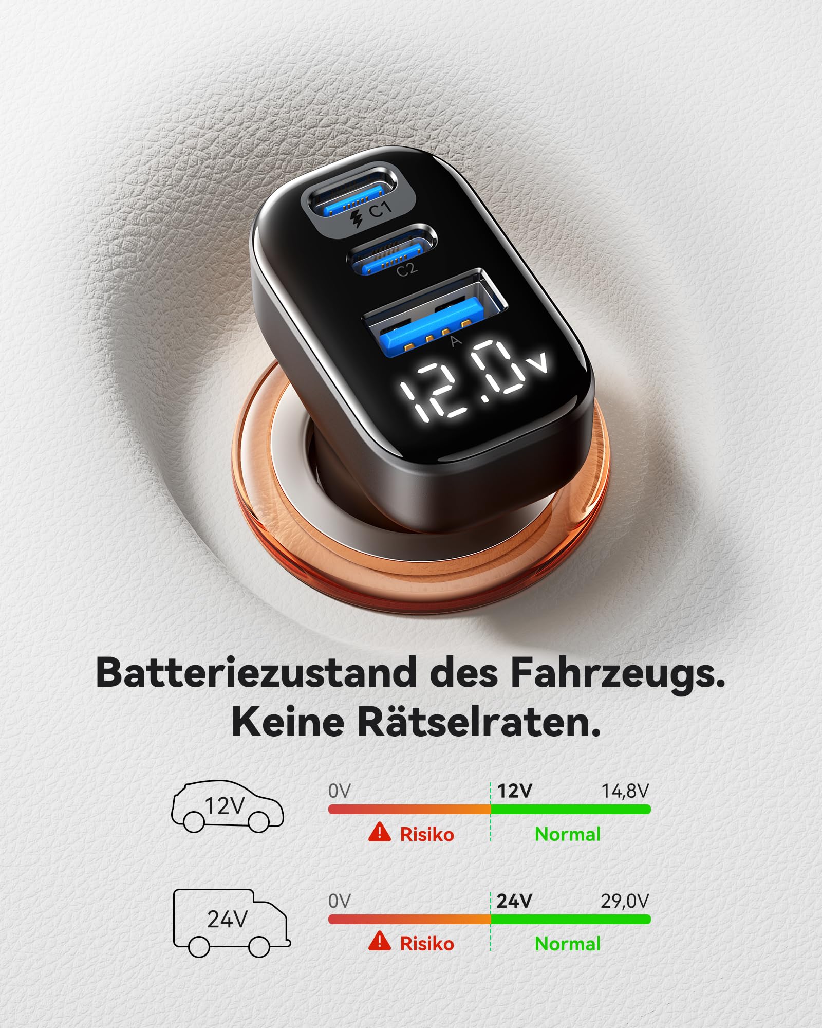 INIU Zigarettenanzünder, 90W [Zwei USB C 45W] Mini Größe Auto Kfz Ladegerät 5