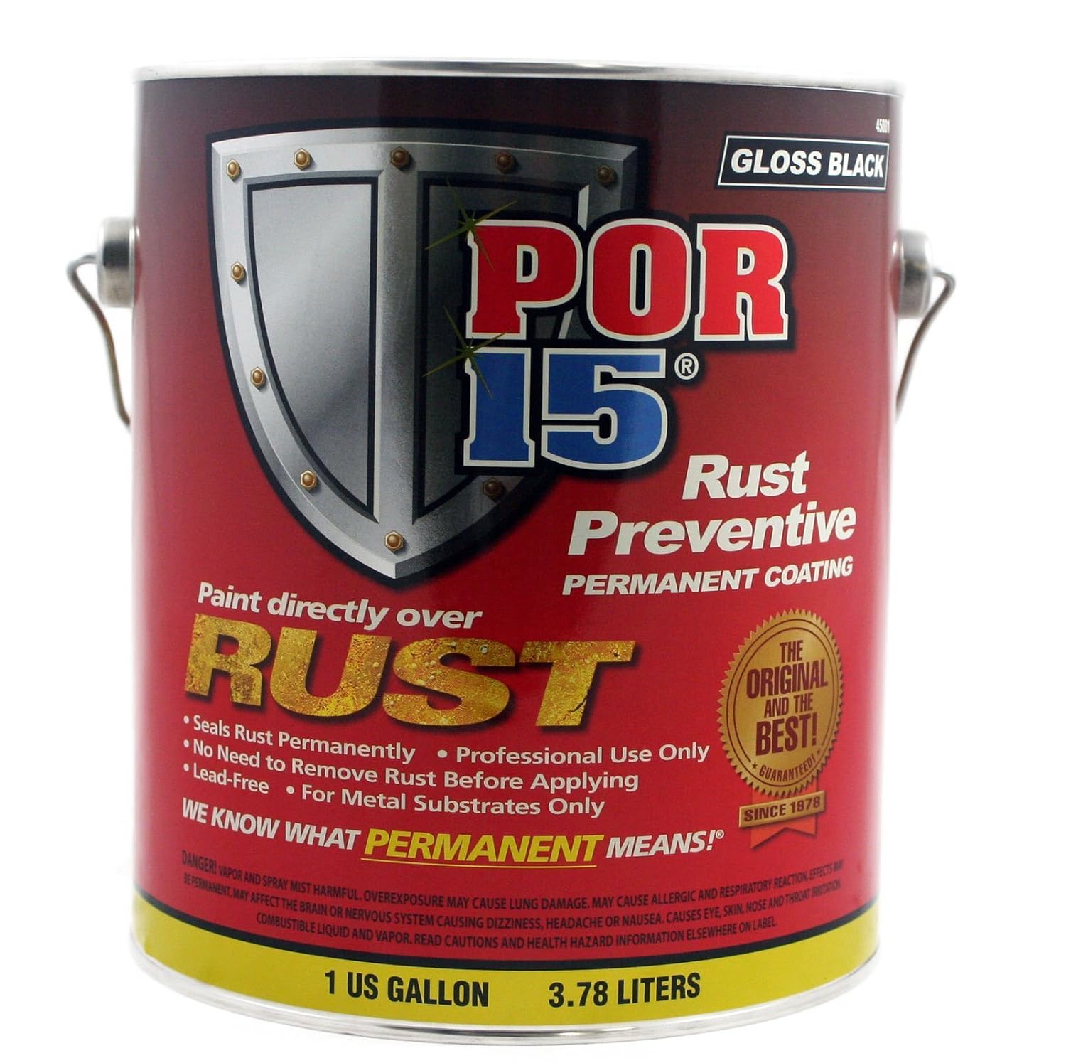 Por15 45001 Gloss Black Rust Preventive Paint 1 Gallon New Free