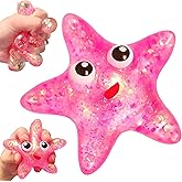 1Pcs Squishy Starfish Sugar Stress Balls Squeeze Fidget Toys for Girls and Boys Cute Anxiety Relief Starfish Toys Squishy Stress Balls for Kids and Adults Birthday Party Favors(Pink)