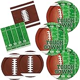 Football Party Supplies Kit Serve 50,Includes Touchdown Dinner Plates, Dessert Plates and Napkins for Football Birthday Party Football Game Day Tailgate Party Decorations
