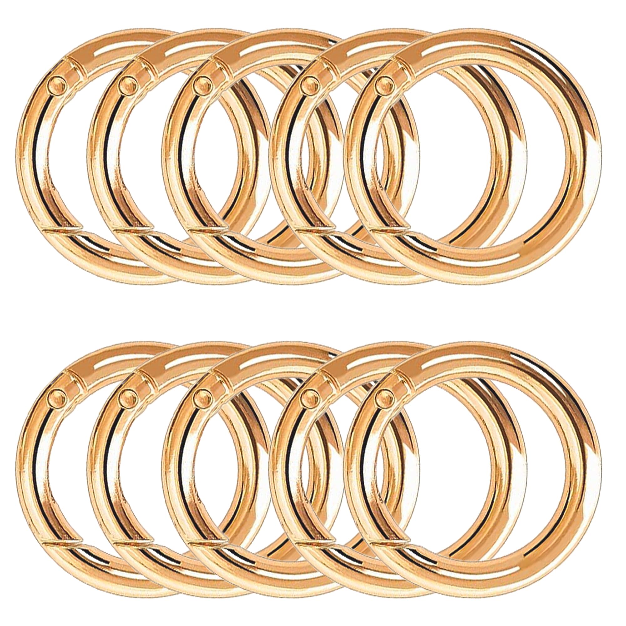 XCSJ 10pcs Carabiner Round 48mm Very Robust Zinc Alloy Large Carabiner Ring Carabiner Hook Round Carabiner Ring O Ring Round Carabiner for Key Chain, Bag, Jewellery, DIY Crafts (Gold) — image 1