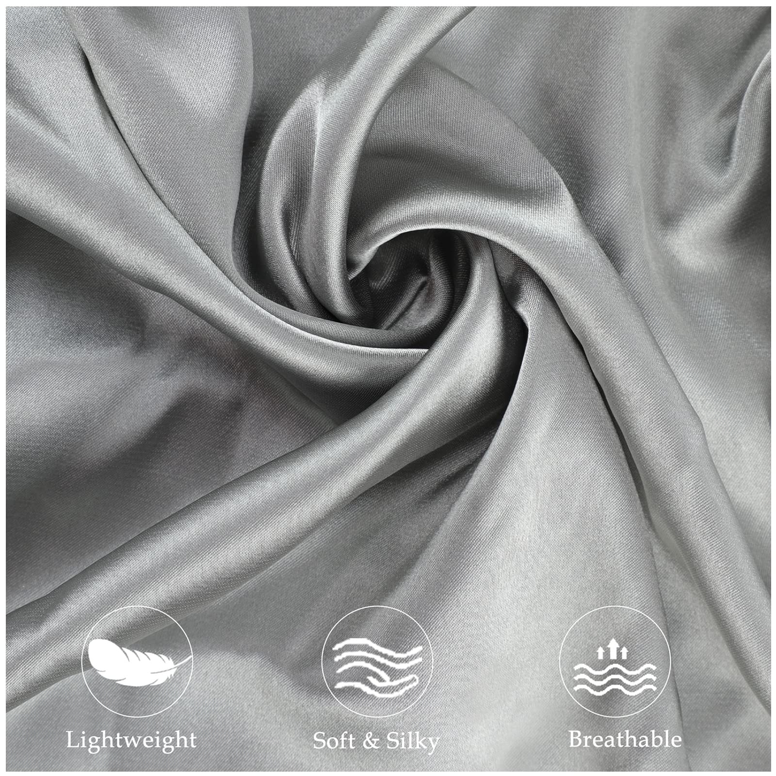 2 Pack Satin Pillowcase for Zelimun Cervical Pillow, Contour Pillow Case Cover, Smooth & Soft Pillowcase for Sleeping Pillow, Gray Pillow Cover with Zipper - Image 3