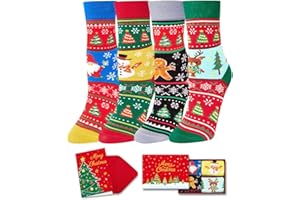 HAPPYPOP Christmas Socks for Kids - Unisex Xmas Sock Gift Ideas for Teen Girls Boys 4 Pack