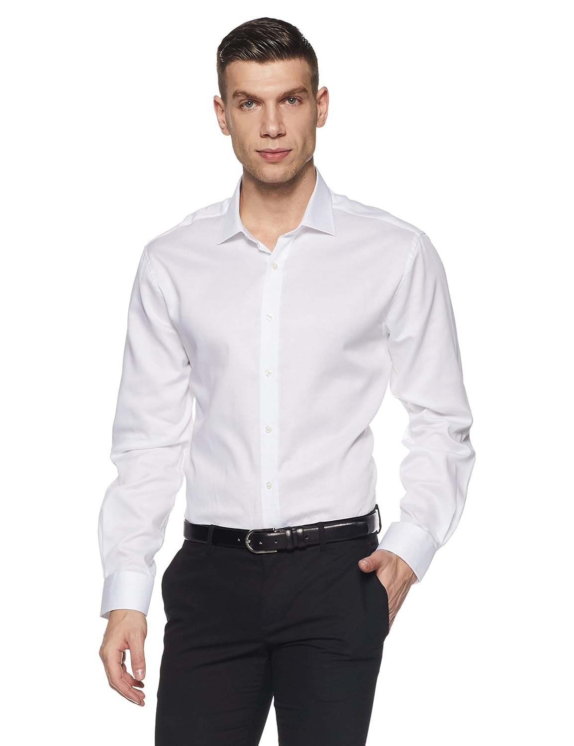 marks & spencer men's checkered slim fit formal shirt