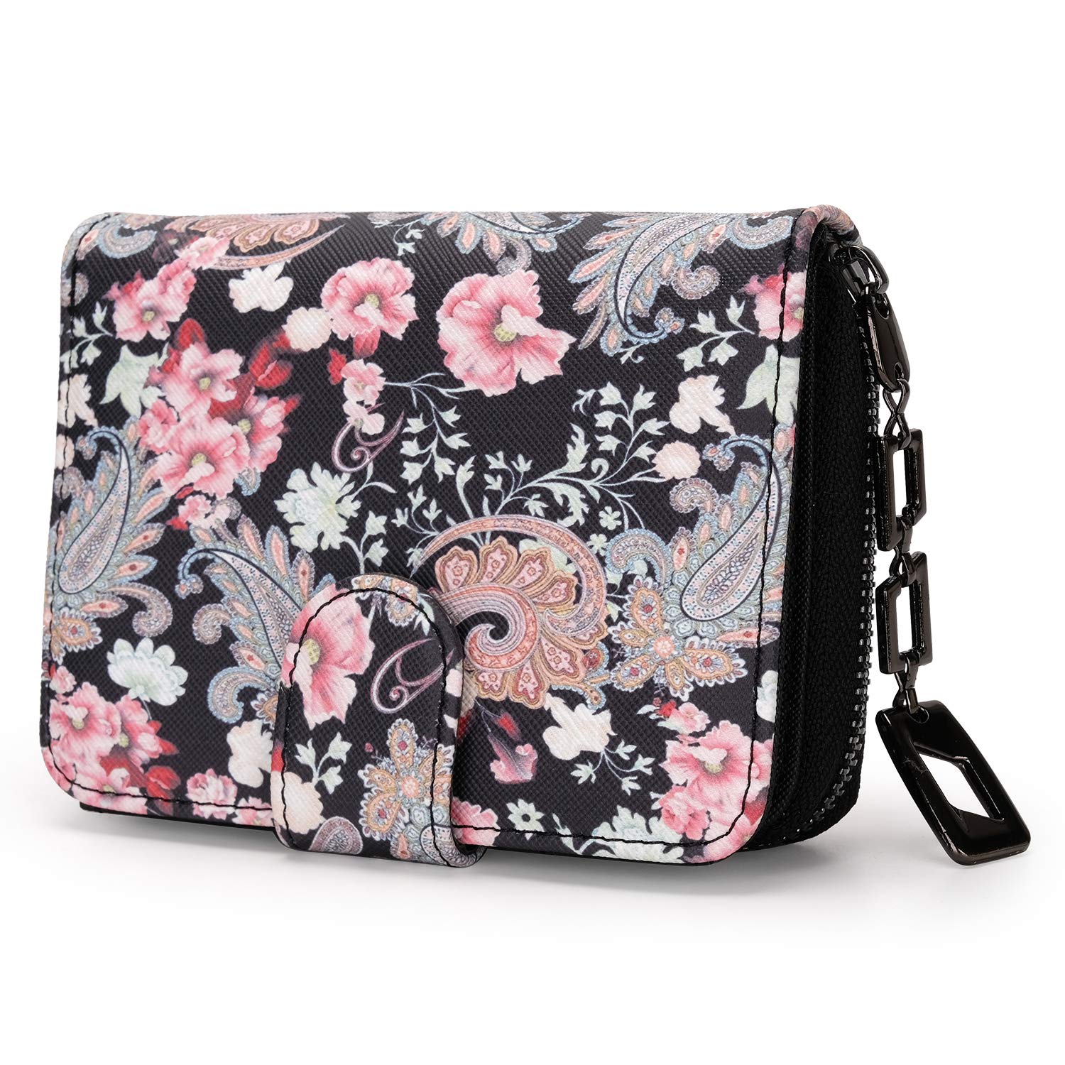 Women's Small Purse in Short Format, Purse with Flowers and Blossom Pattern in Mandala and Ethnic Style, Purse with Zip and Press Stud and Many Compartments, Floral Dreams, S, Patterned long format