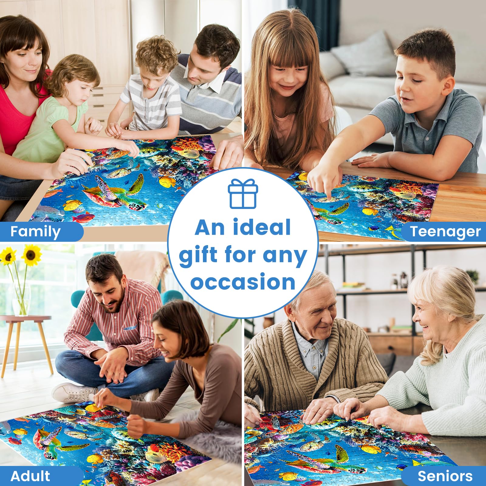 500 Piece Puzzle for Adults, Turtle Jigsaw Puzzles, Sea Animals Puzzles 500 Pieces, Birthday and Barious Holiday Party for Family Kids and Adults, Funny Puzzle for Adults, 20.5x15 in