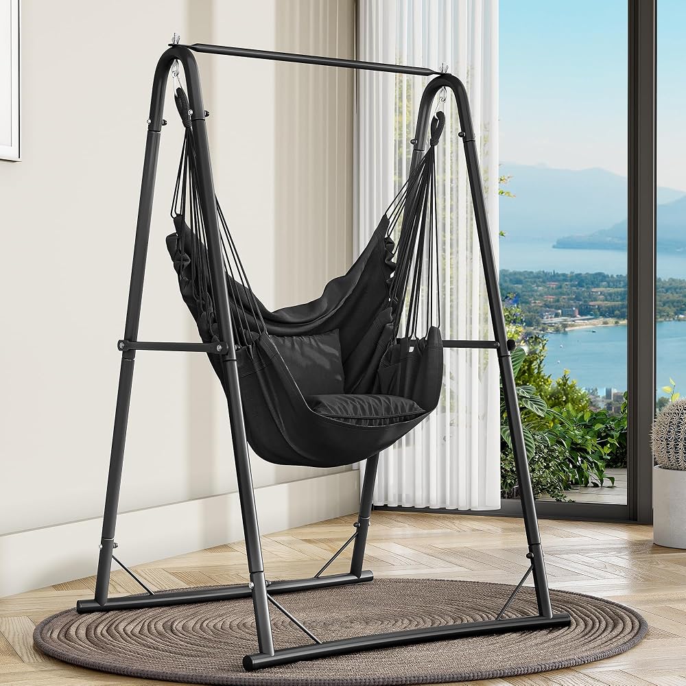 YITAHOME Hammock Chair Stand 150 kg Capacity 85x92x153 cm Black