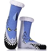 DYW Mens Slipper Socks Animal Fuzzy Non Slip Fluffy Winter Warm Soft Thick Fleece lined Thermal Home Socks