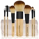 SHANY Bamboo Brush Set with Premium Synthetic Hair, Bamboo Handles and Cotton Pouch