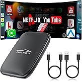 5-in-1 Wireless Carplay Adapter with YouTube TF Card, Android Auto Wireless Adapter and Apple CarPlay, Plug & Play, Easy Setu