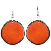 Tagua Earrings Orange Chips Handmade Fair Trade, LIghtweight, by Florama Natural Jewelry