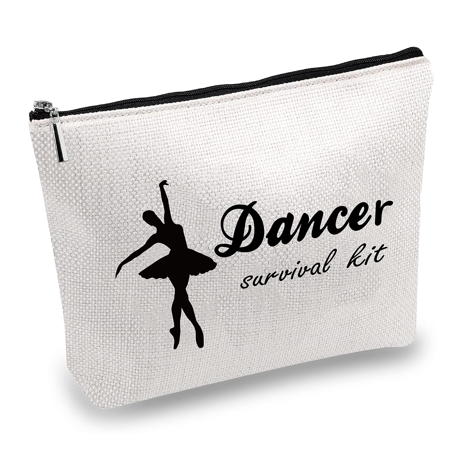 CREATCABIN Canvas Make Up Bags Printed Cosmetic Dancer Survival Kit Bag DIY Craft Multi-Function Pouches with Zipper Toiletry Bag for Keys Headset Lipstick Card Pencil Case Christmas 10x7inch