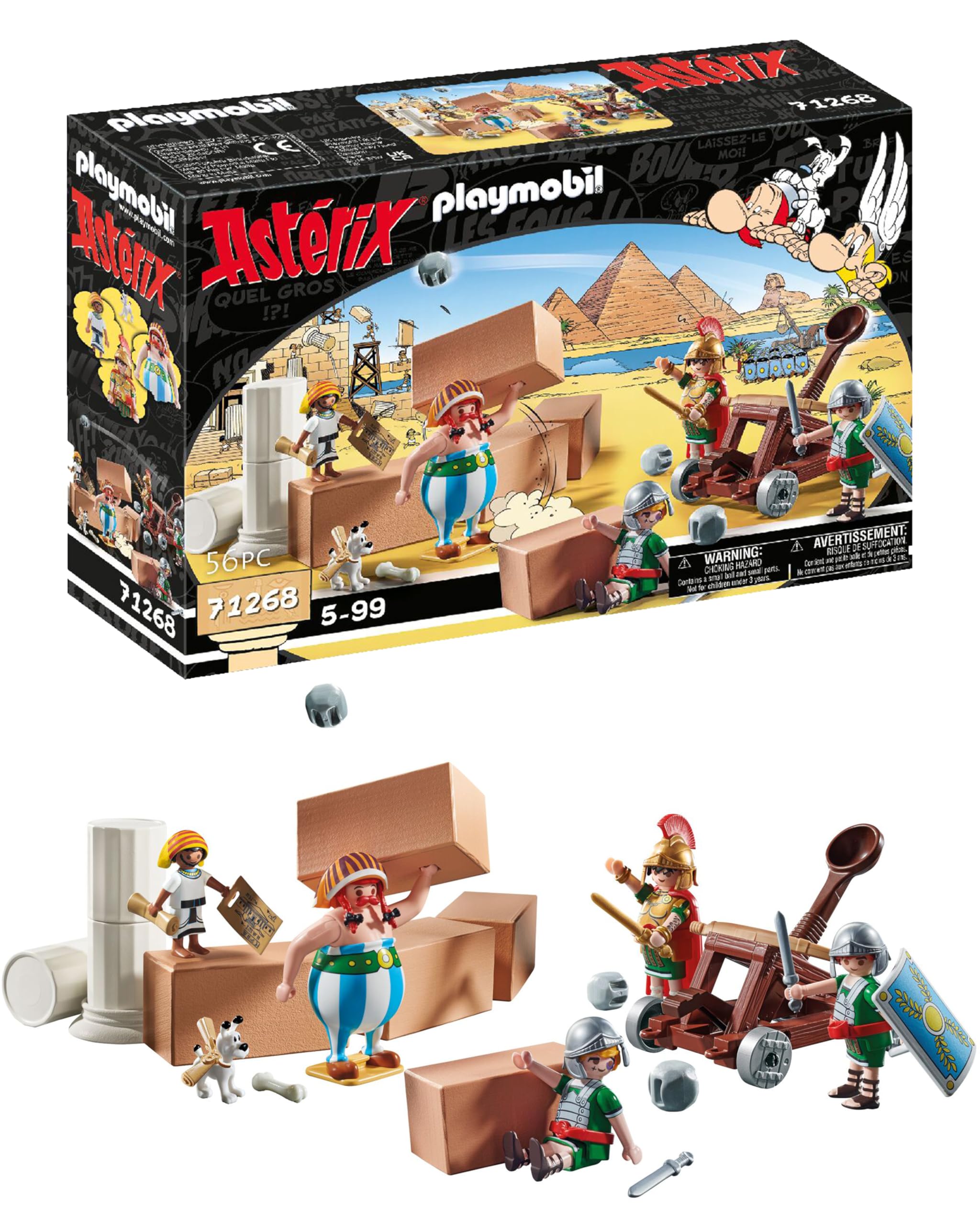 Playmobil 71268 Asterix: Edifis and the Battle of the Palace, working catapult of the Romans, collection play figures, fun imaginative role play, playsets suitable for children ages 5+