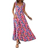 PRETTYGARDEN Women Dresses 2026 Summer Floral Sleeveless Maxi Dress Casual Spaghetti Strap Tiered Flowy Beach Long Dress