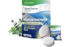 Sinucleanse Vapor Shower Steamers, All Natural Eucalyptus & Mint Aromatherapy, 12 Extra Large Vapor Shower Tablets, Relaxation and Spa Gifts for Women and Men, Made in USA