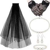 Bencailor 5pcs First Communion Costume Accessories Set Lace Gloves with Hair Comb Pearl Necklace Bracelet Earrings