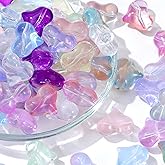Guoxin 50 Pcs Heart Glass Beads Cute Fat Painted Crystal Glass Spacer Charm Beads for DIY Craft Jewelry Making Bracelets Necklace Accessories (Heart)