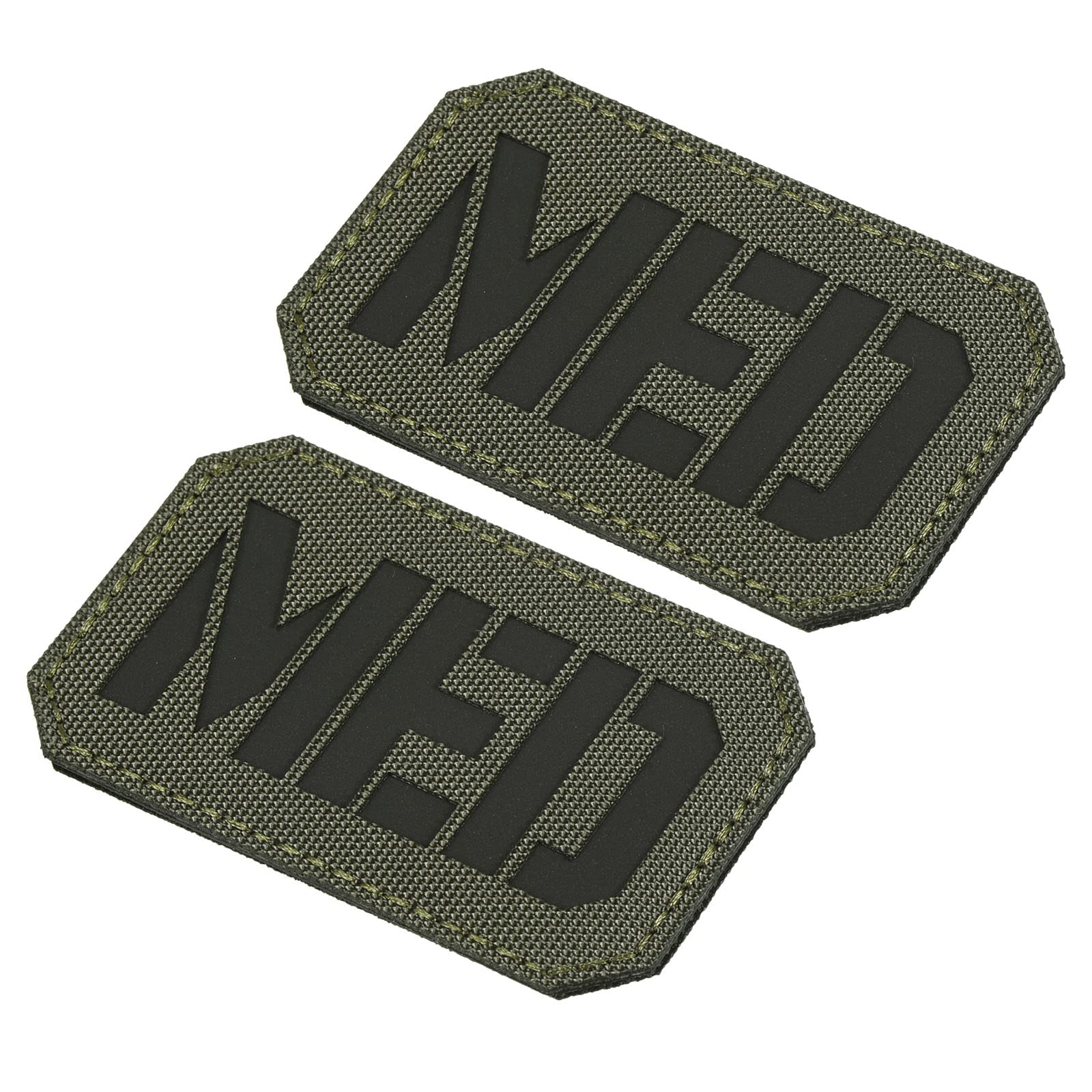 PATIKIL Reflective MED Patch 2x3, 2 Pcs IR Infrared EMS EMT Hook and Loop Fastener Applique Badges for Clothes Backpack, Green Blue